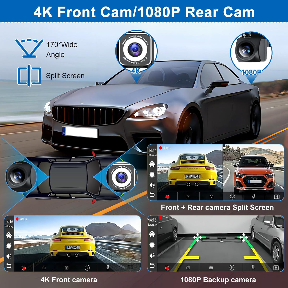 Accfly 10.26 inch IPS touchscreen close-up for crisp visuals