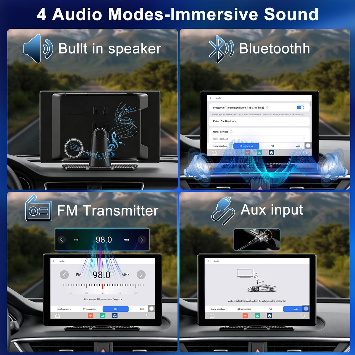 Accfly customizable wallpapers via SD card personalize the dashboard look.