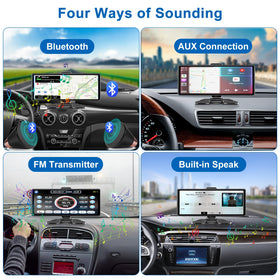 Accfly unit in car demonstrating maps and hands-free control