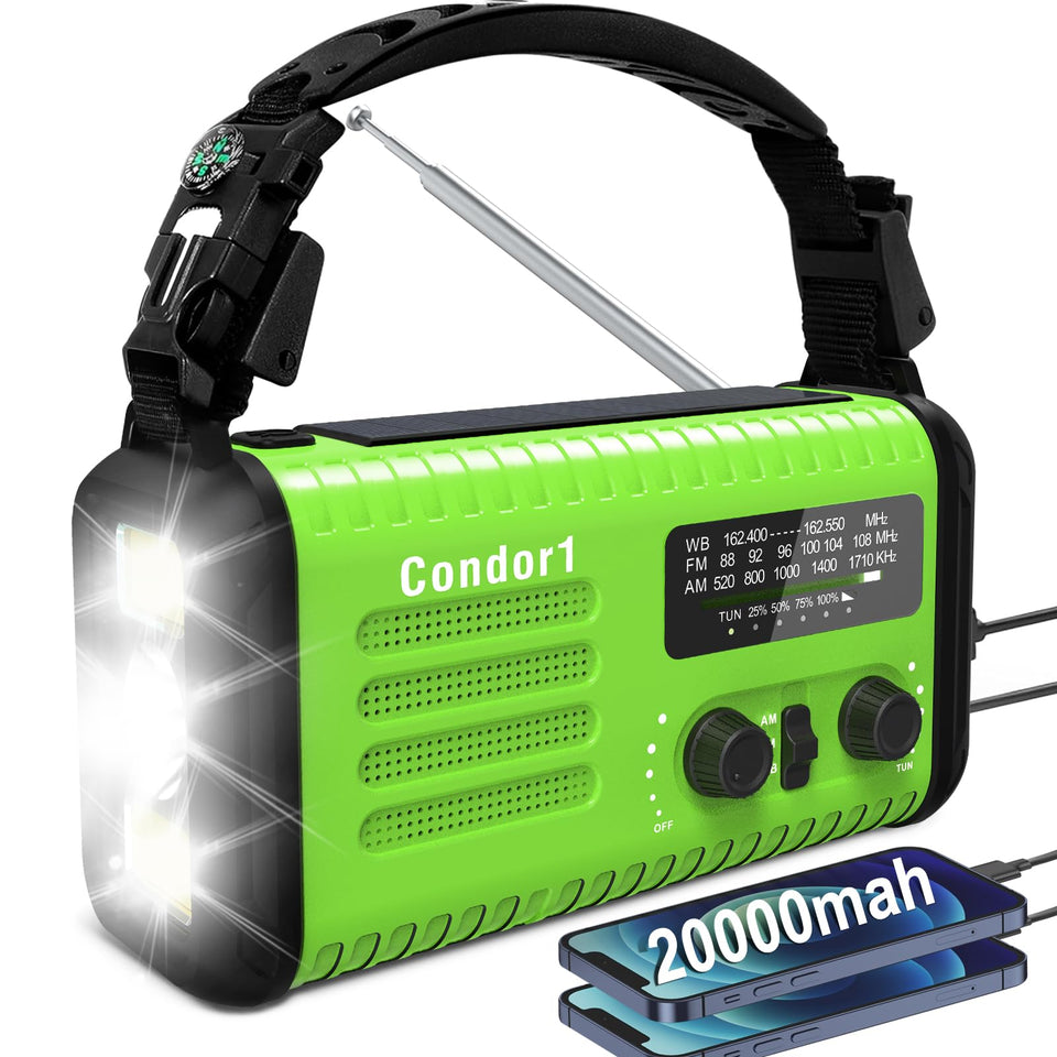 Accinouter front panel showing radio dials and NOAA reception, reliable alerts