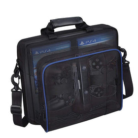 ACCOCO PS4 front pocket holds controllers and cables for organized travel