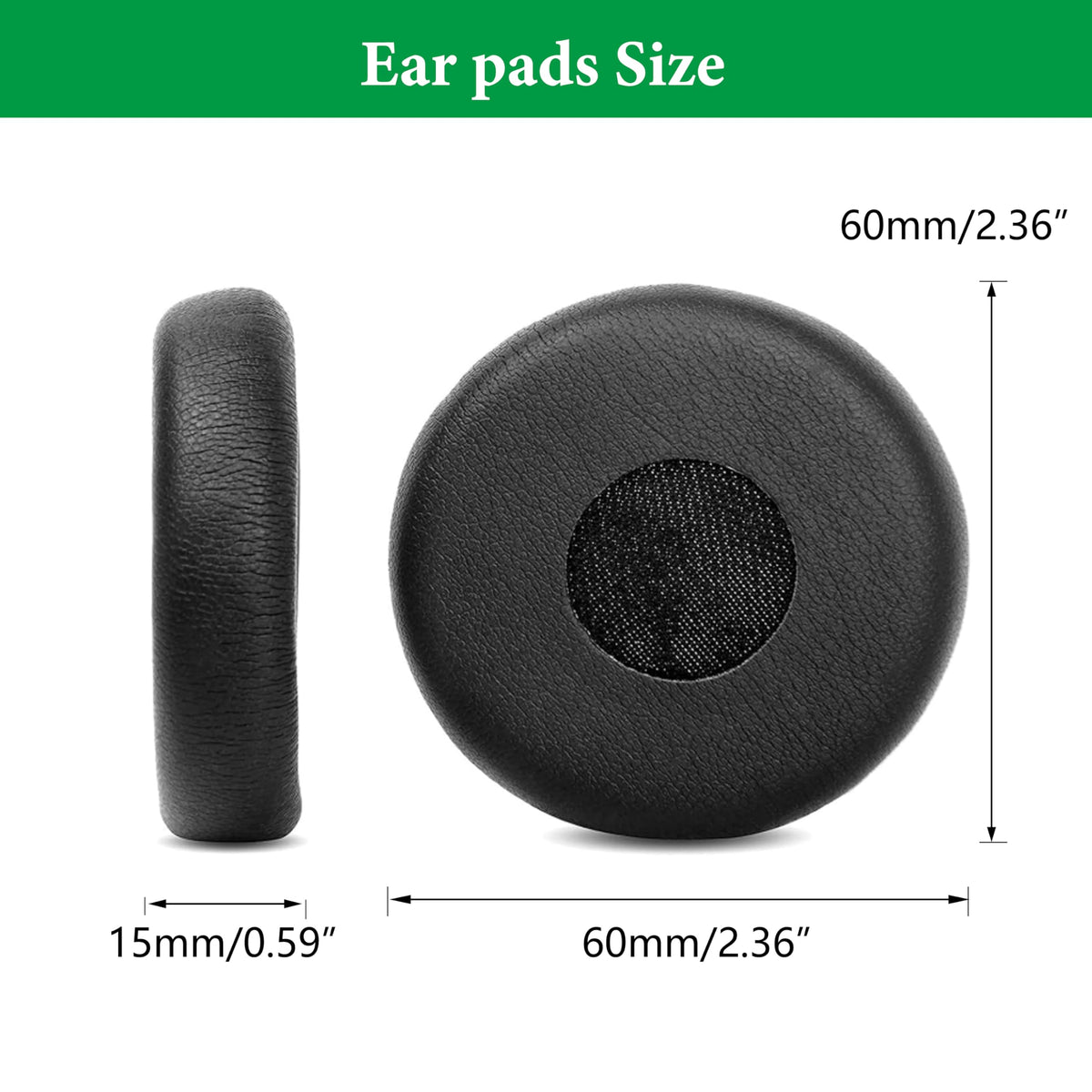 ACCOUTA earpads beside ruler showing size and accurate fit verification