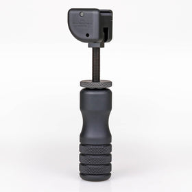 Accu-Shot downward-deploy monopod rests on a surface to improve stability