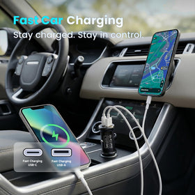 AccuGPS AP200 installed in car power socket demonstrating secure in-car use