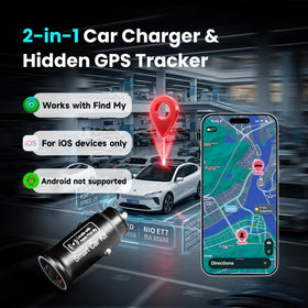 AccuGPS AP200 close-up of USB-C and USB-A ports enabling fast dual charging