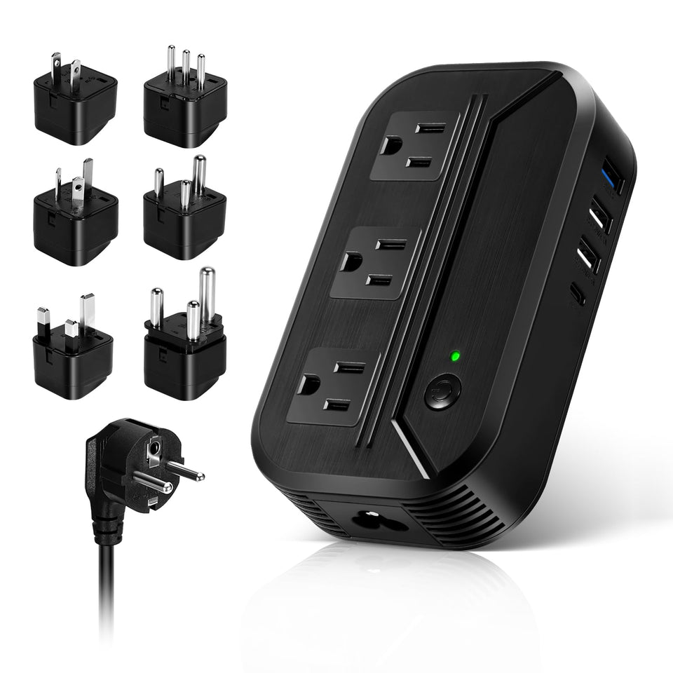 AceChef front view showing 3 AC outlets and USB ports for convenient charging