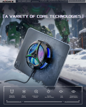 ACEDAYS Green Mech iPad cooler — side view highlighting slim portable profile