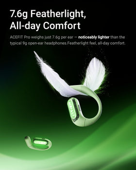ACEFAST nickel-titanium memory wire earhook detail, ensures secure comfortable fit