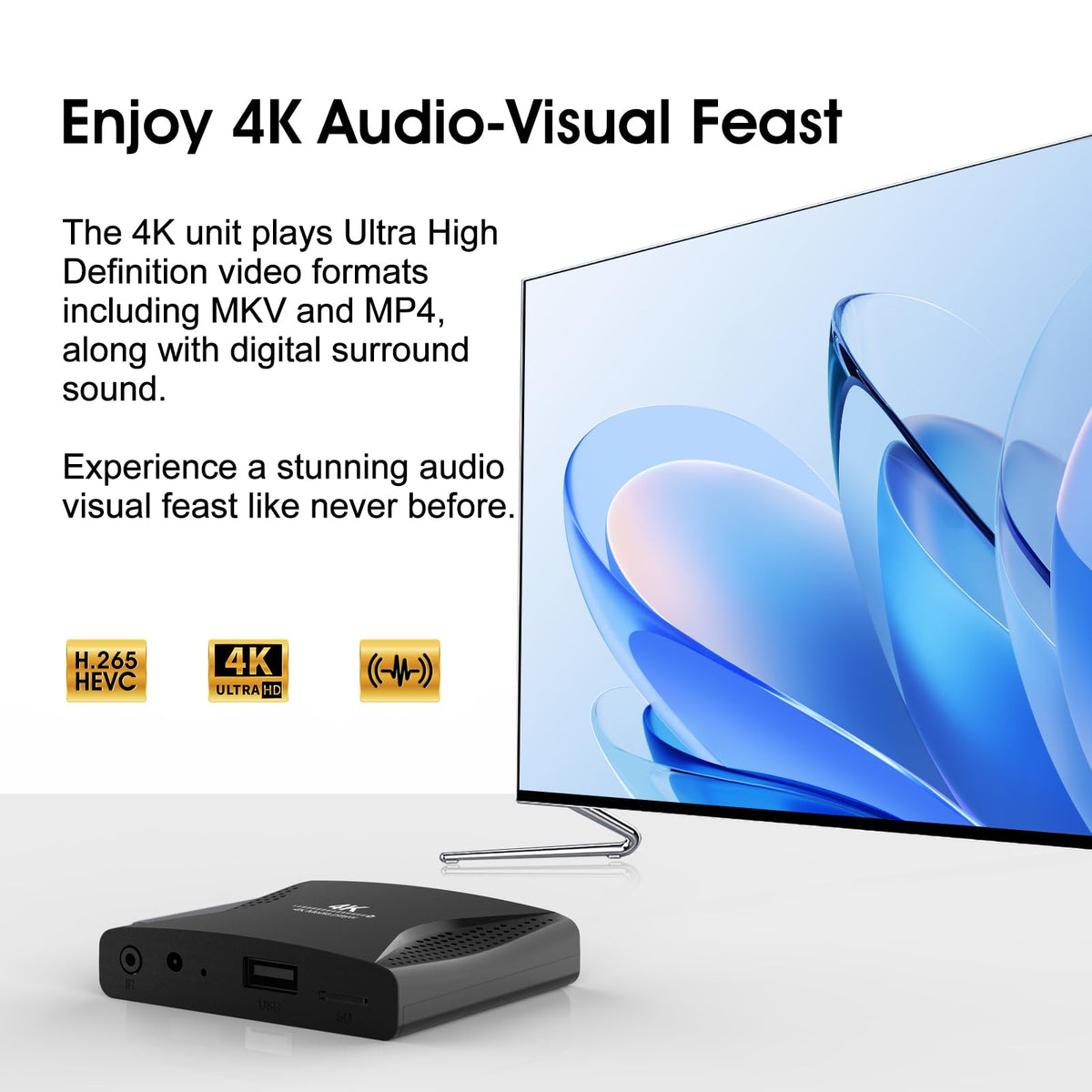 acemax playing 4K video on TV display, delivers sharp signage benefit