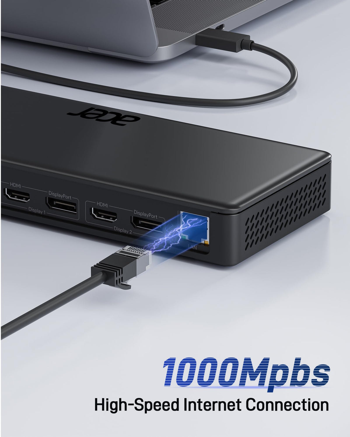 Acer 15-in-1 dock ports layout highlighting HDMI DP USB and audio