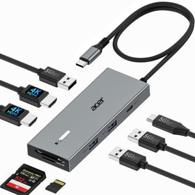 Acer docking station front view showing ports and compact design for desktop expansion