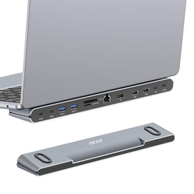 Acer docking station three-monitor front view with 8K/4K output for multitasking