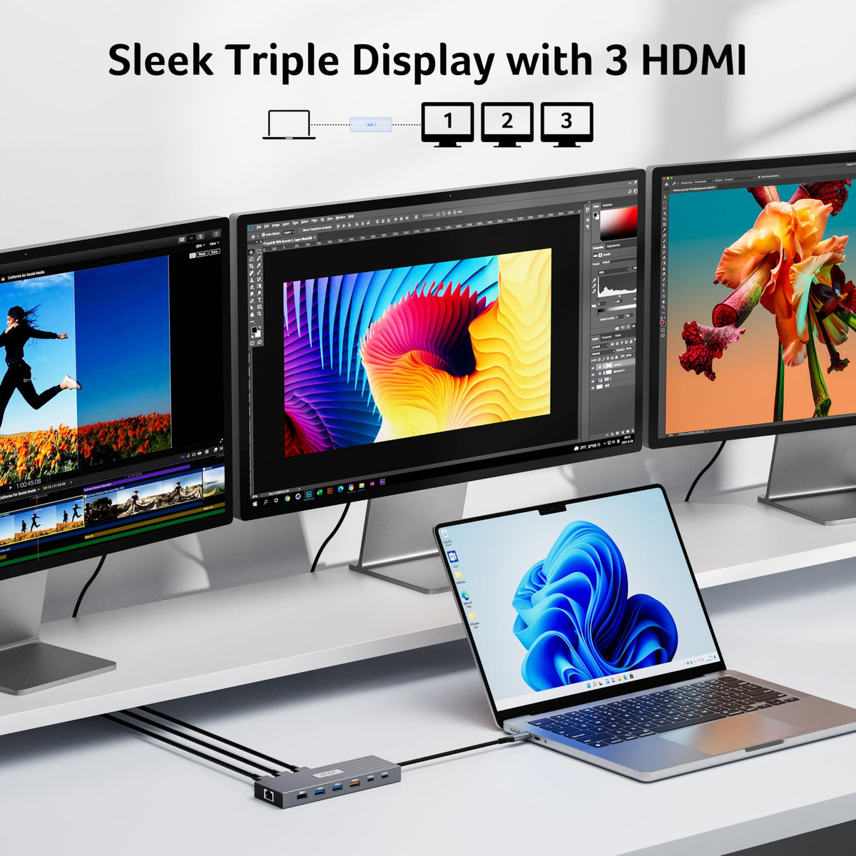 Acer docking station shows USB-C ports with 10Gbps data transfer
