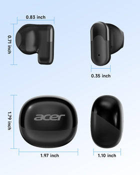 Acer earbuds in a commuter setting showing hands-free calls and music benefit travel-ready