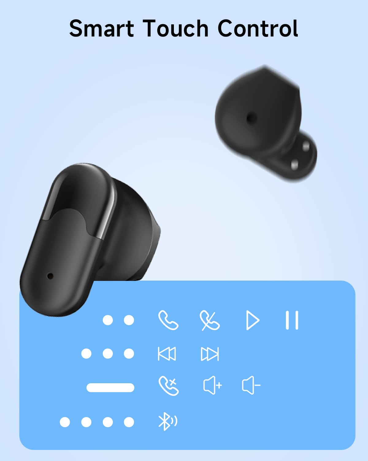 Acer earbud stem close-up focusing on dual-mic array benefit clearer voice pickup