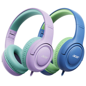 Acer front packaging showing two kid headphones and specs for quick selection and convenience