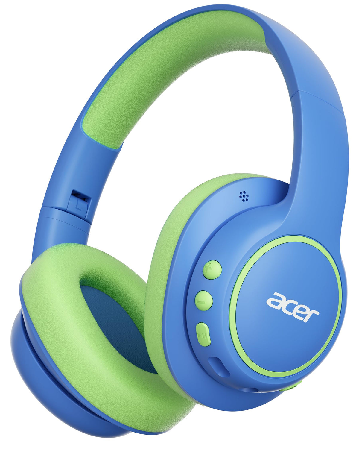 Acer headphones front view showing design and kid-friendly colors for safe listening