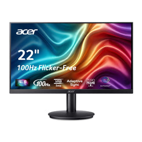 Acer KB220Q ZeroFrame design enhances desk space for multitasking setups.