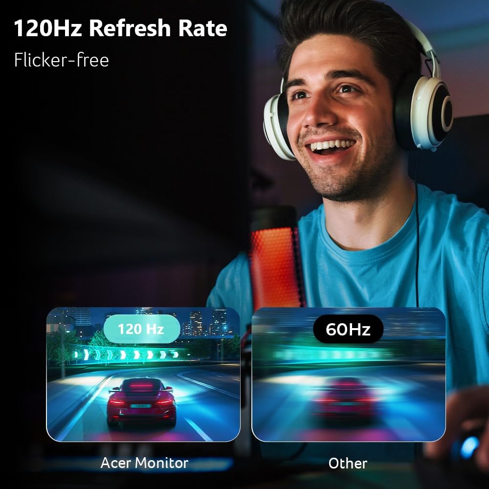 Acer KB272 1ms VRB response time reduces motion blur during fast scenes.