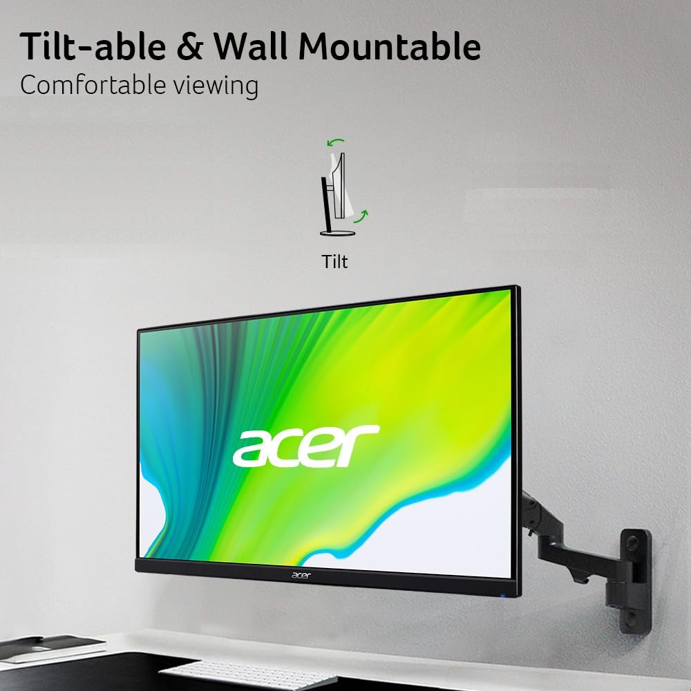 Acer KB272 HDMI and VGA ports simplify quick-connect with devices.