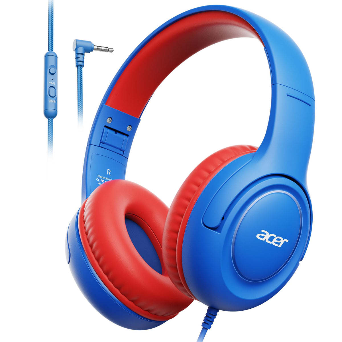 Acer Kids Headphones in blue folded for portable travel and storage