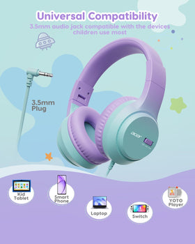 Acer Kids headphones use BPA-free materials for kid-friendly listening.