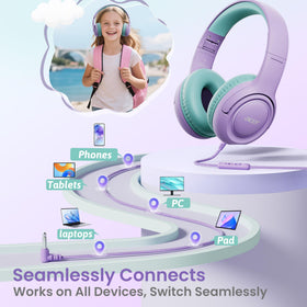 Acer Kids Headphones purple and green color variants for kids