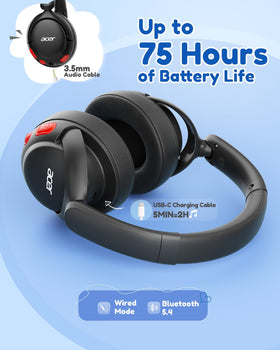 Acer headphones paired with tablet showing Bluetooth 5.4 stable connection benefit