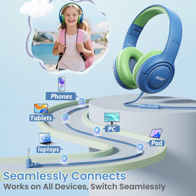 Acer Kids Headphones ergonomic adjustable headband grows with your child