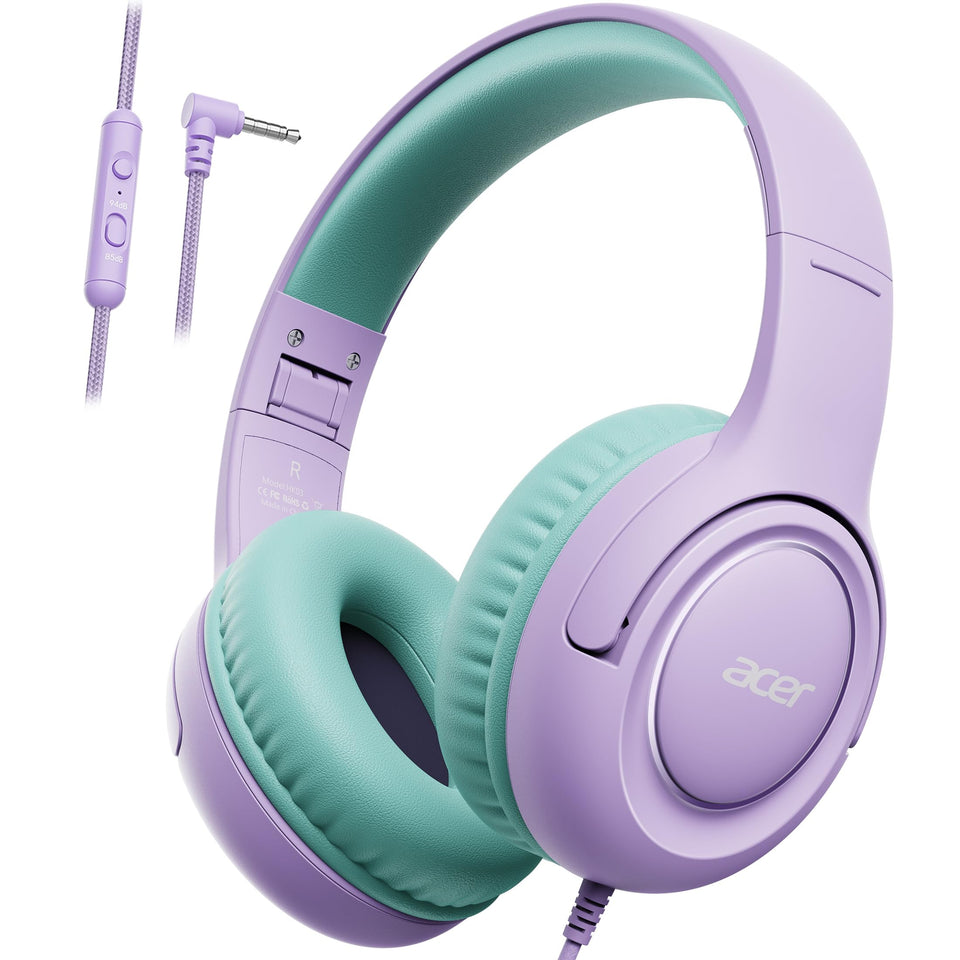 Acer Kids Headphones folded compact for travel and storage