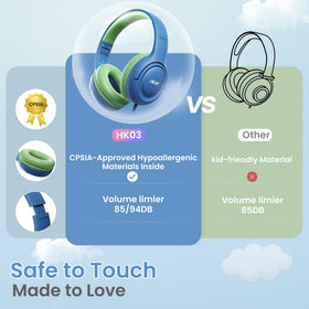 Acer Kids Headphones hypoallergenic CPSIA cushions provide comfortable wear