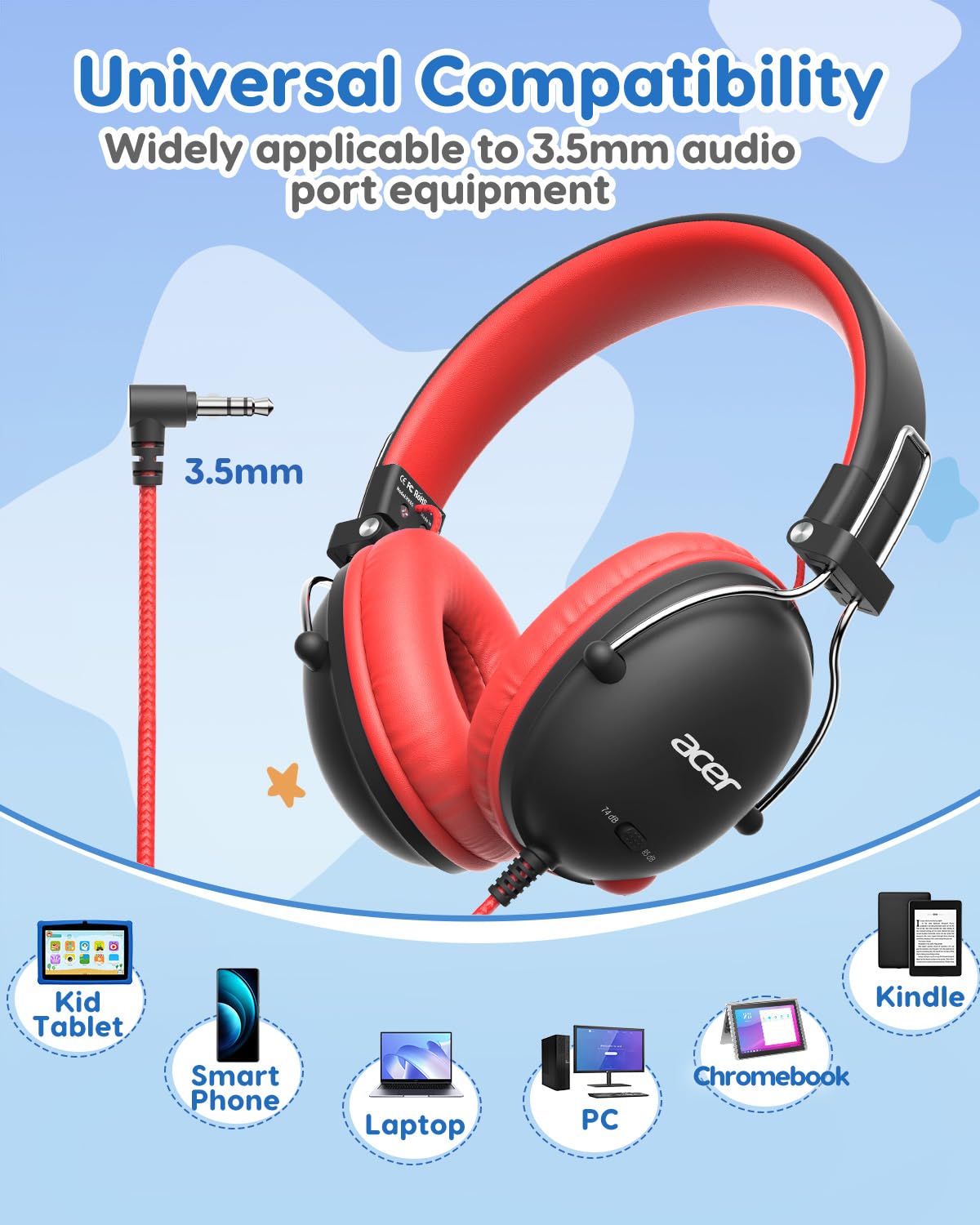 Acer Kids Headphones ideal gift for kids during school year or holidays