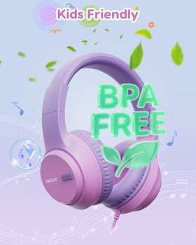 Acer Kids Headphones memory foam ear cushions for all-day comfort.