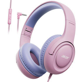 Acer Kids Headphones in pink foldable design for safe listening on the go.