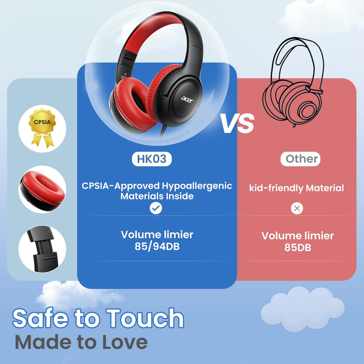Acer Kids Headphones deliver premium stereo sound with ambient noise reduction.