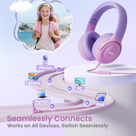 Acer Kids Headphones in purple pink color designed for kids.