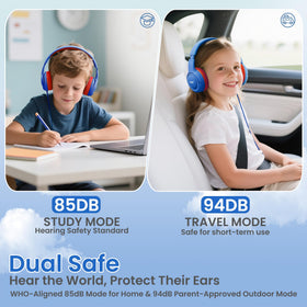 Acer Kids Headphones in red folded for compact storage and use