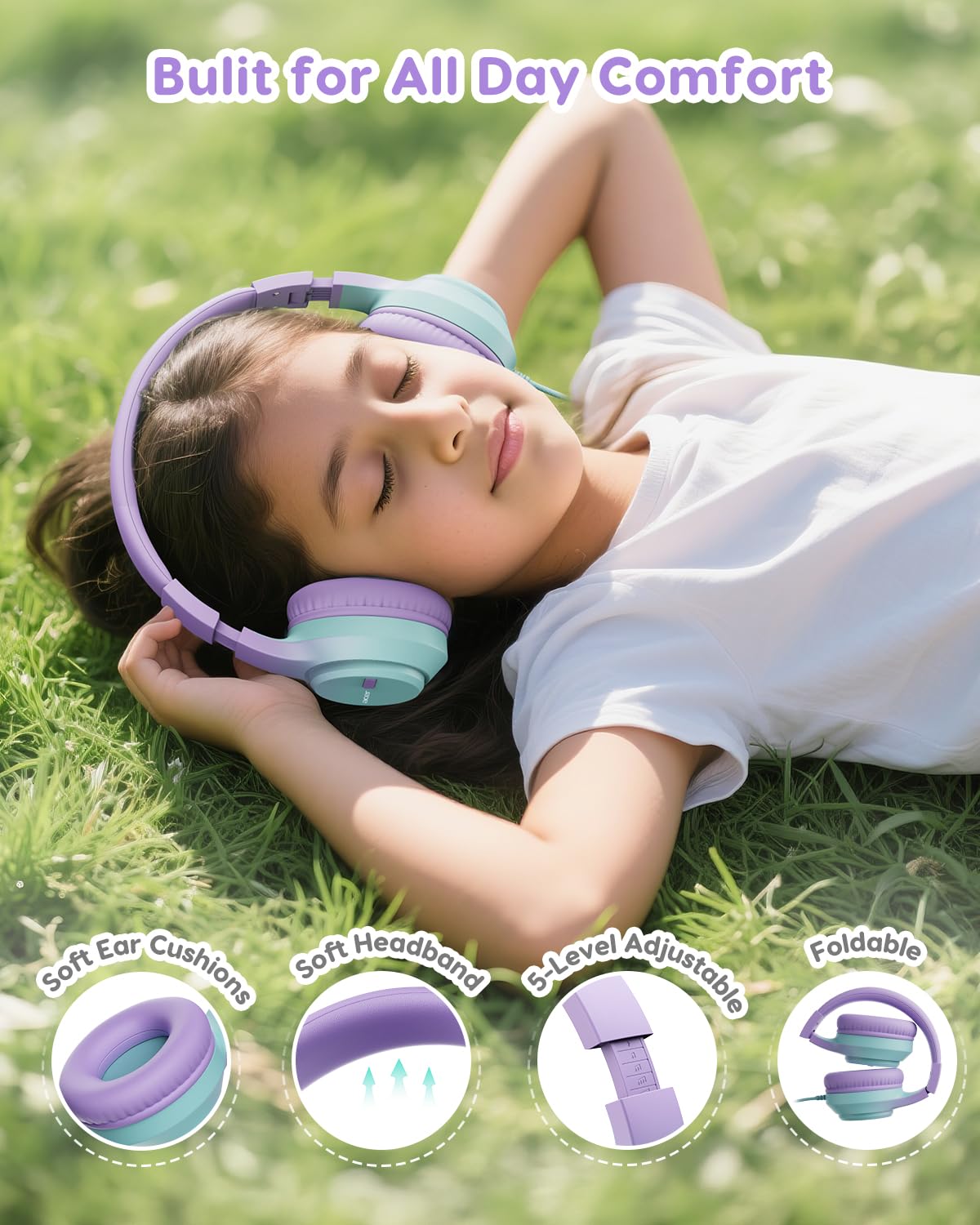 Acer Kids headphones on-earcup volume slider enables simple parental control.