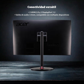 Acer Nitro 27 curved monitor ports showing DP 1.4 and HDMI 2.0 for simple setup.