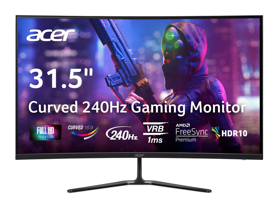 Acer Nitro 31.5-inch curved display front view for immersive gaming.