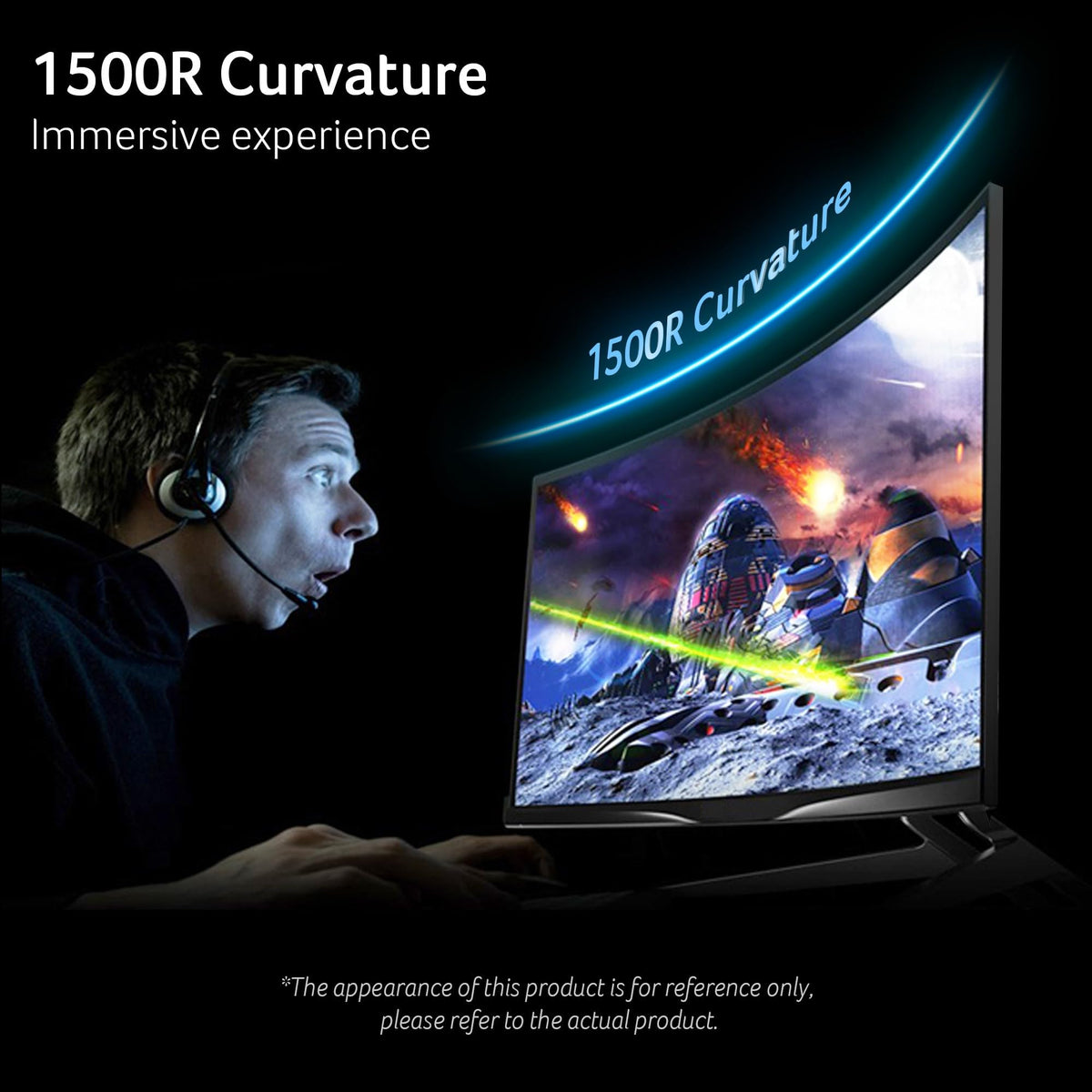 Acer Nitro 31.5-inch curved display with 1500R curvature.