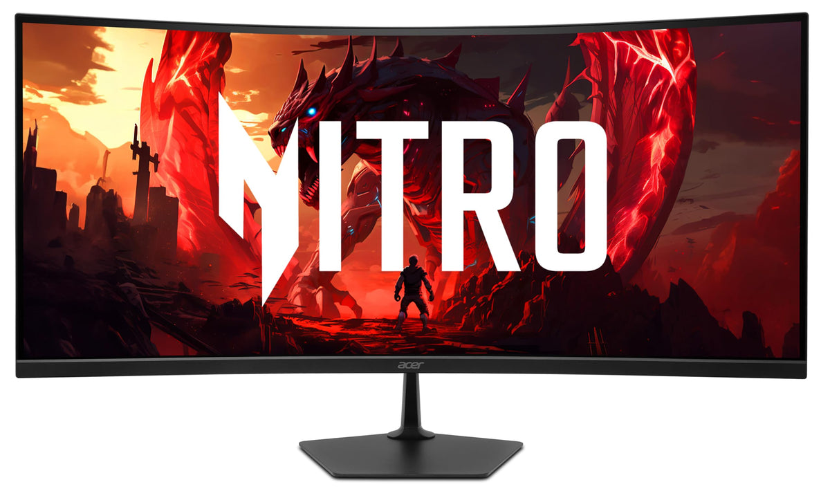 Acer Nitro 34 curved display with zero-frame design for immersive gaming.