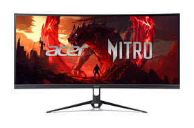 Acer Nitro ED300C curved monitor delivers immersive 21:9 gaming with wide viewing angles.