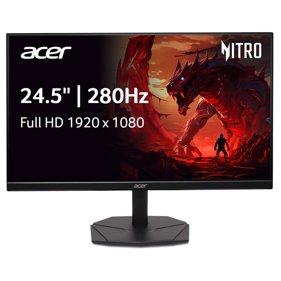 Acer Nitro KG251Q front view with zero-frame design for expansive screen real estate.