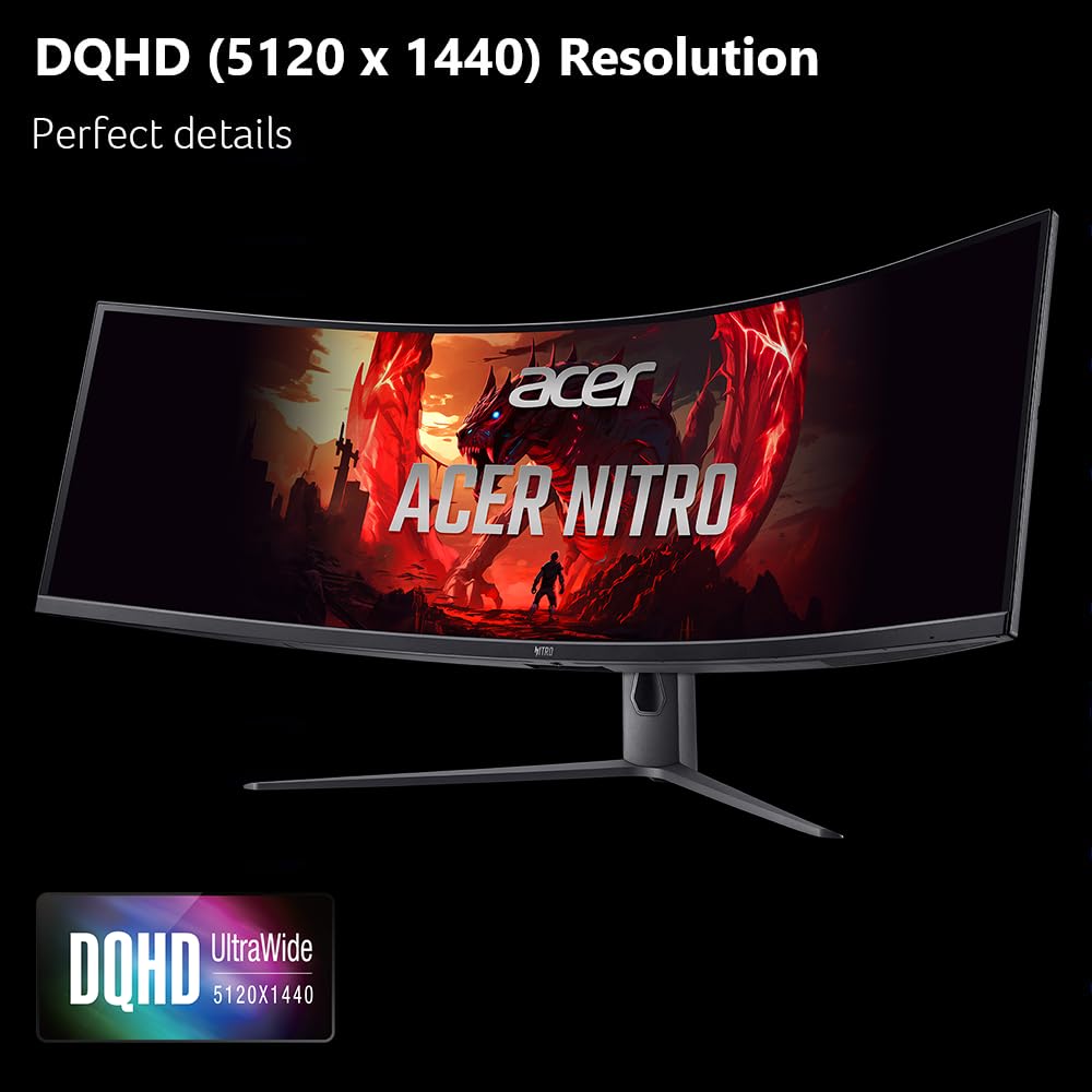 Acer Nitro ultrawide DQHD provides expansive multitasking viewing.