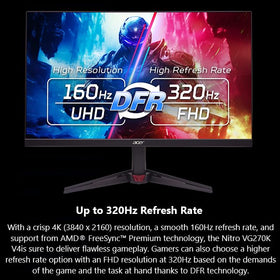 Acer Nitro VG270K with AMD FreeSync Premium minimizes stutter for fluid gameplay.
