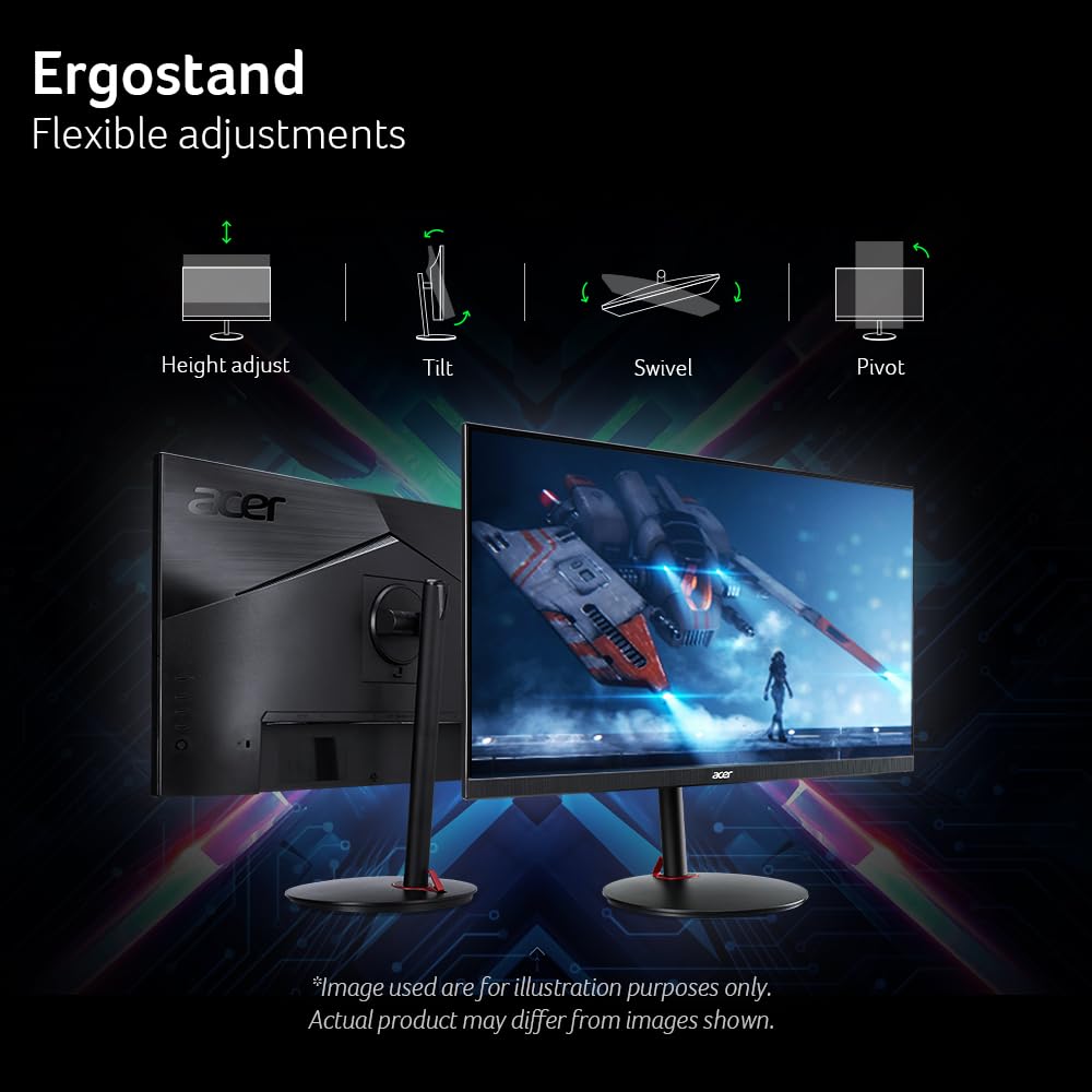 Acer XV271U on a clean desk setup with multiple screens