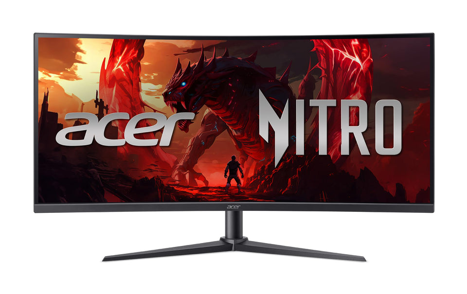 Acer Nitro XZ340CUR 34-inch curved front view showing immersive ultrawide clarity for gaming and media