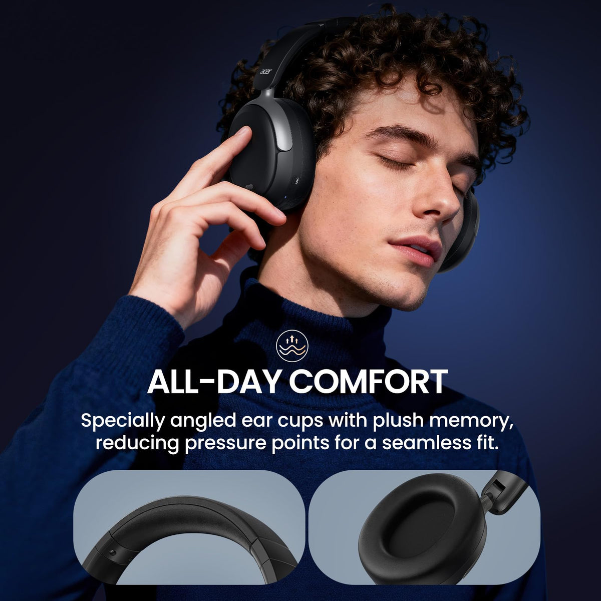 Acer OHR516 worn on commuter showing noise reduction and focus benefit