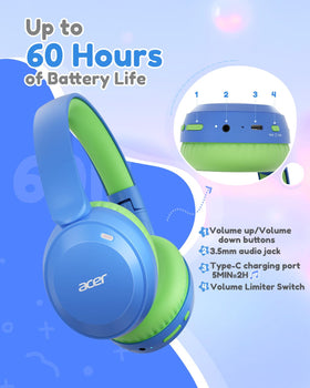 Acer headphones with USB-C cable showing quick-charge convenience